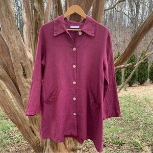 Bryn Walker Linen Button Down Tunic/Jacket in Fuchsia
